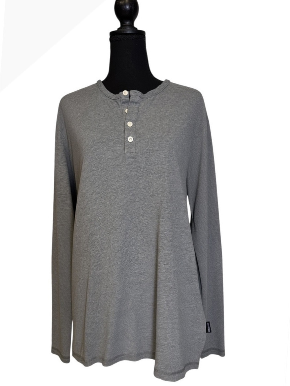Patagonia Organic Cotton Long Sleeve Henley Shirt XL Gray